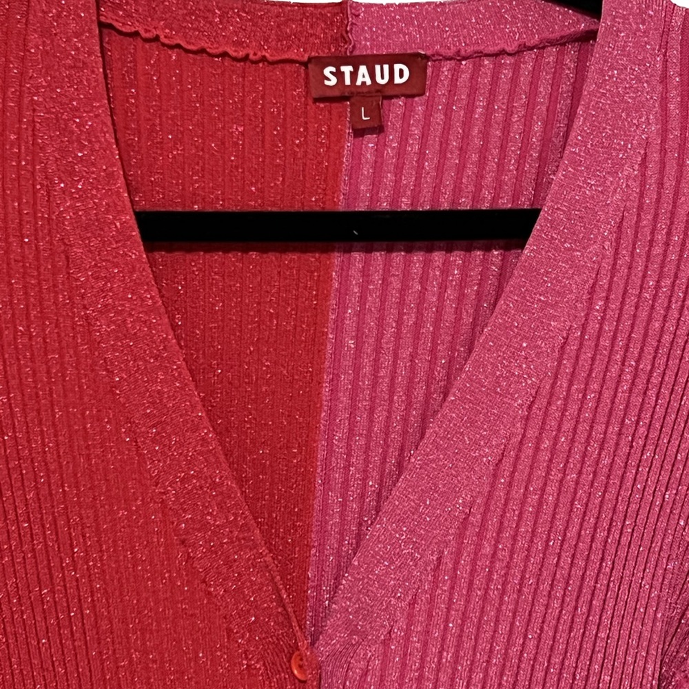 STAUD Barbiecore Dress Hot Pink Light Pink Sparkles Glitter size L